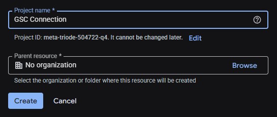 Creating a new Google Cloud project