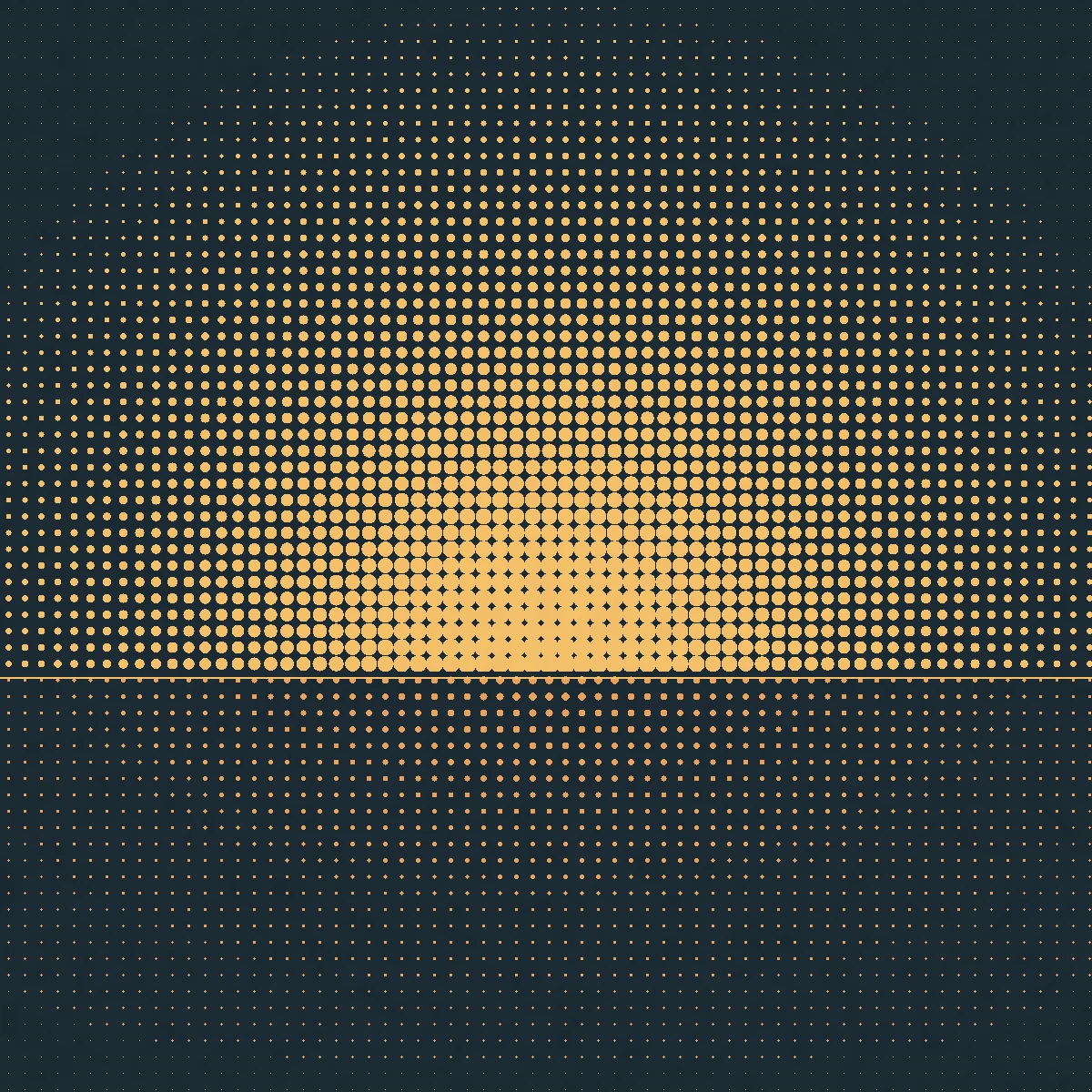 Halftone sun over the horizon