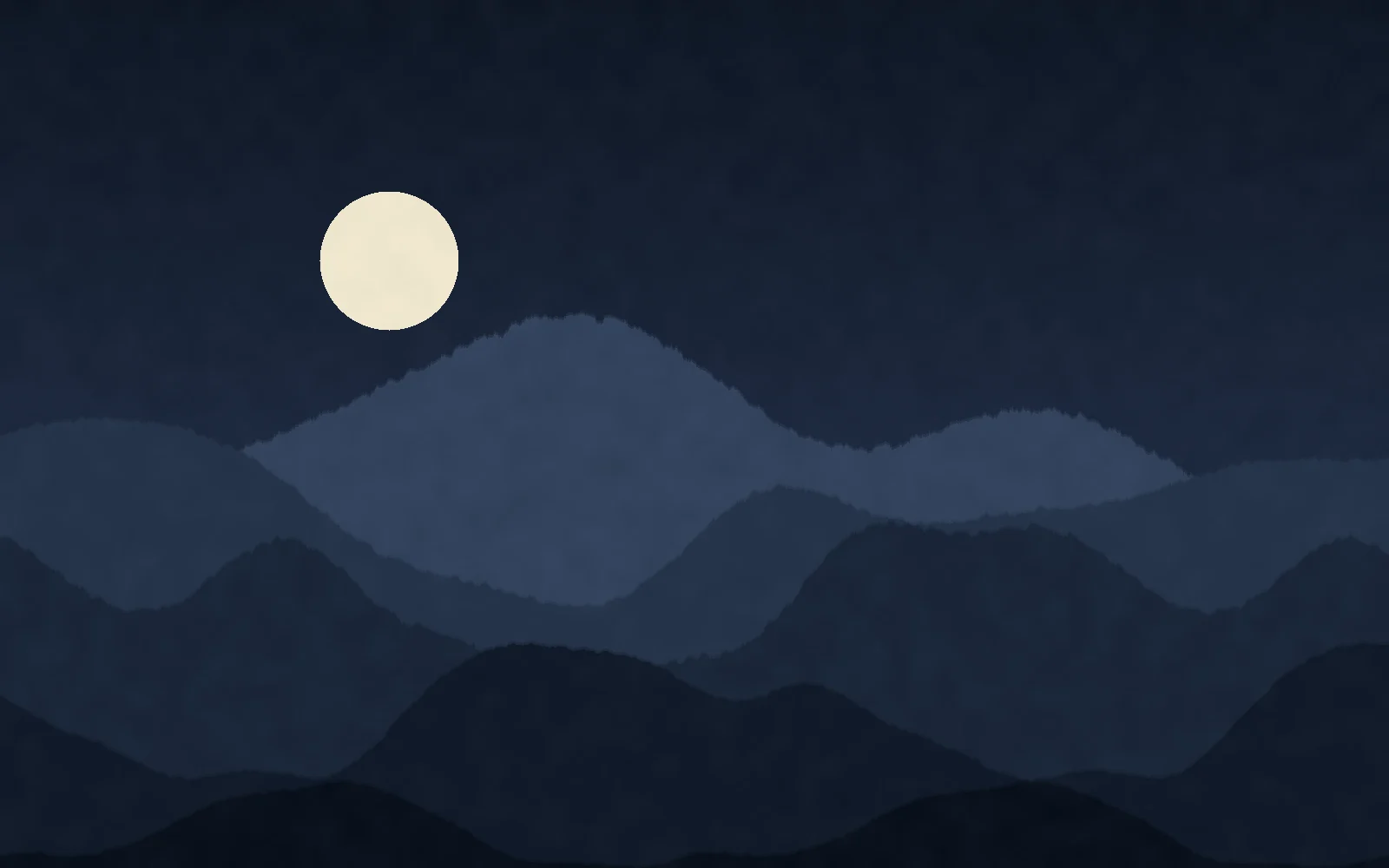 Mountain ridges under a full moon